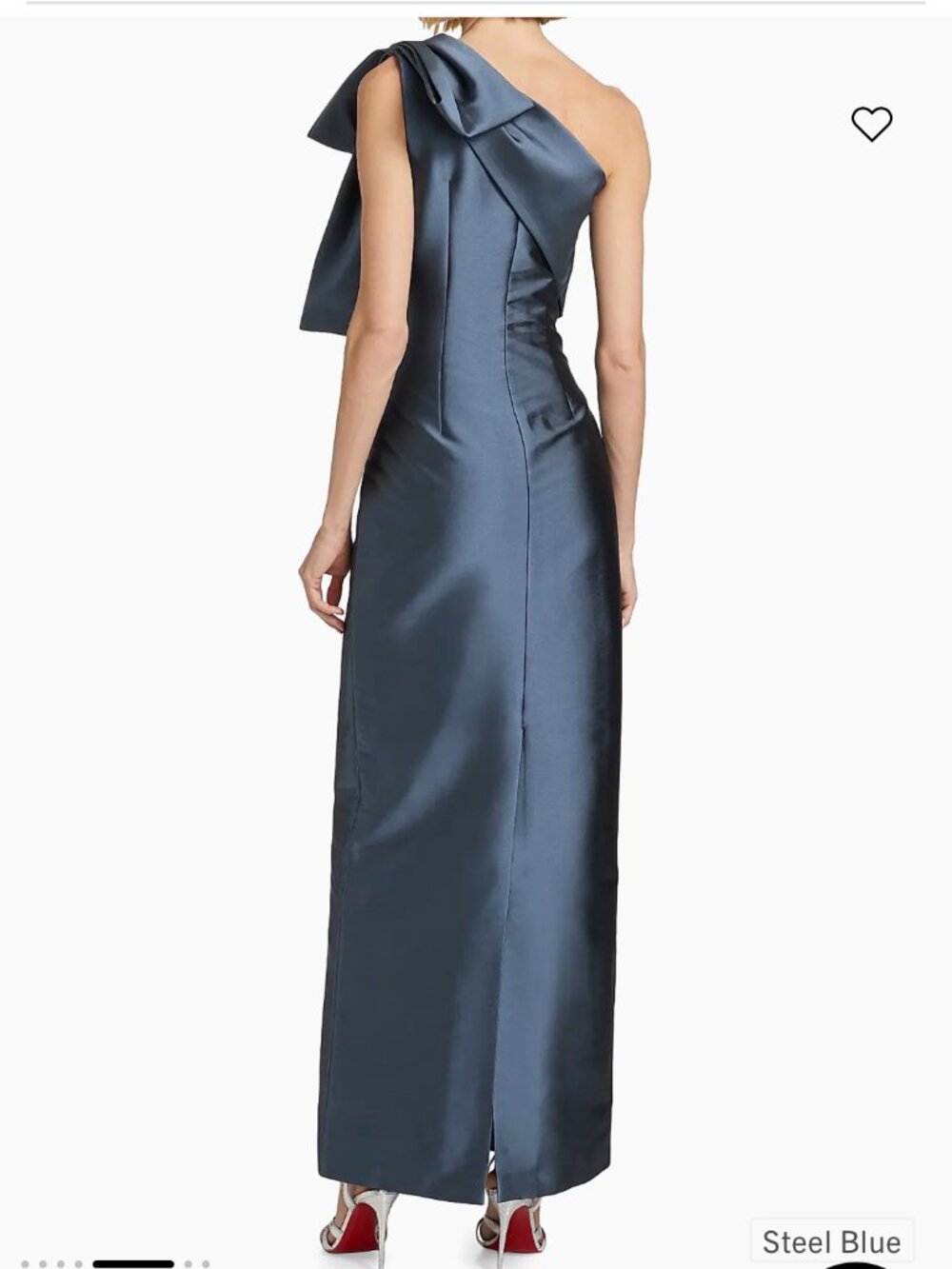 Sachin + Babi One-Shoulder Bow Gown in Steel Blue - Picture 3 of 6